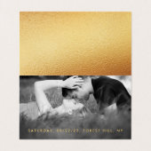 Gold Foil Script Photo Save the Date Card Visitekaartje (Binnenkant ongevouwen)
