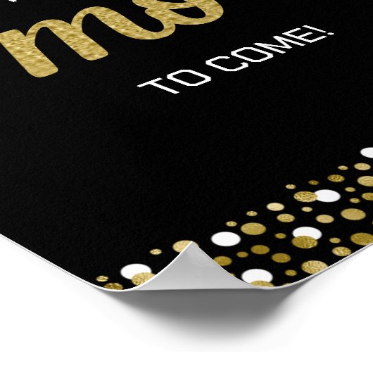 Gold Foil Script S. more Confetti Black Afstudeerd Poster (Hoek)
