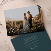 Gold Foil Script Weduwfoto Hartelijk dank Folie Uitnodiging