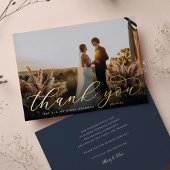 Gold Foil Script Weduwfoto Hartelijk dank Folie Uitnodiging