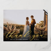Gold Foil Script Weduwfoto Hartelijk dank Folie Uitnodiging (Voorkant)