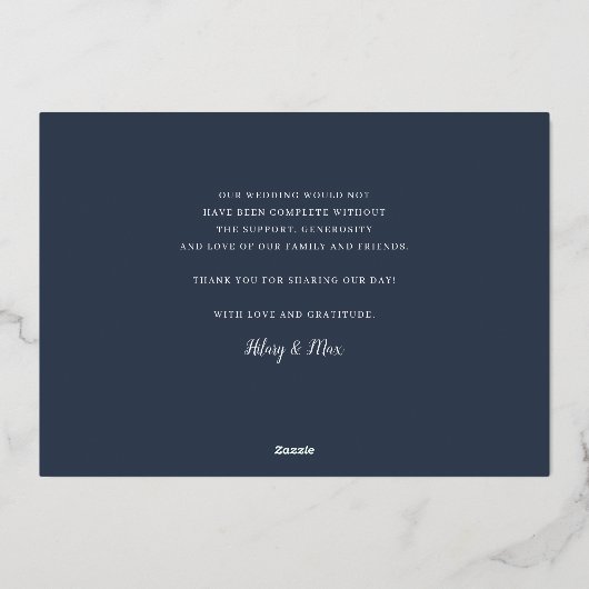 Gold Foil Script Weduwfoto Hartelijk dank Folie Uitnodiging (Achterkant)