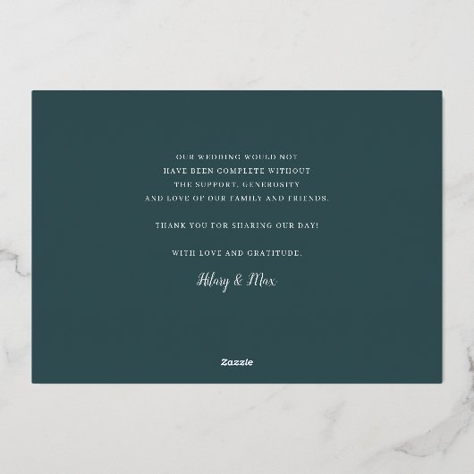 Gold Foil Script Weduwfoto Hartelijk dank Folie Uitnodiging (Achterkant)