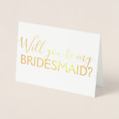 Gold Foil Script Wil jij mijn bruidsmeisje zijn? Folie Kaarten (Voorkant)