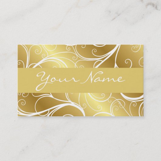 Gold Foil Scroll Elegant Visitekaartje (Voorkant)