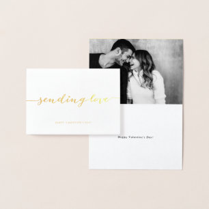 Gold Foil Sending Love Calligraphy Valentijnsdag Folie Kaarten