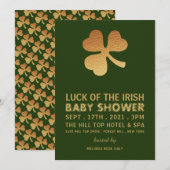 Gold Foil Shamrock, Iers Baby shower Kaart (Voorkant / Achterkant)