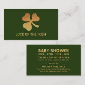 Gold Foil Shamrock, Irish Baby shower Ticket Informatiekaartje (Voorkant / Achterkant)