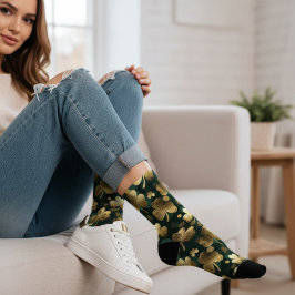 Gold Foil Shamrock Pattern St. Patrick's Day Sokken