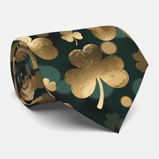 Gold Foil Shamrock Pattern St. Patrick's Day Stropdas (Opgerold)