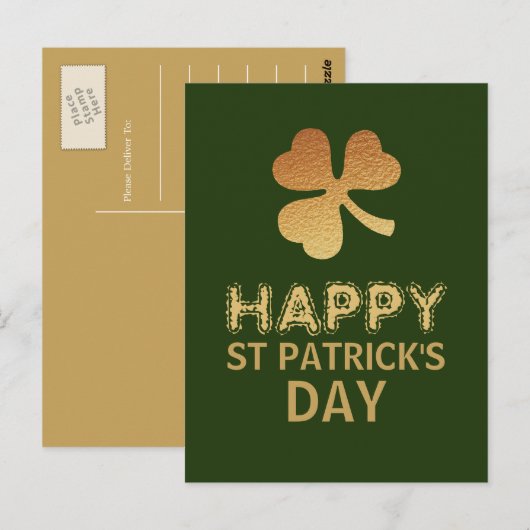 Gold Foil Shamrock, St Patrick's Day Briefkaart (Voorkant / Achterkant)