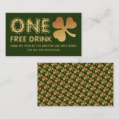 Gold Foil Shamrock, St Patrick's Day Drink Ticket (Voorkant / Achterkant)