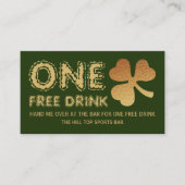 Gold Foil Shamrock, St Patrick's Day Drink Ticket (Voorkant)