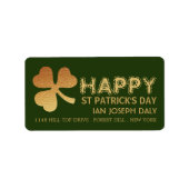 Gold Foil Shamrock, St Patrick's Day Etiket (Voorkant)