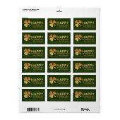 Gold Foil Shamrock, St Patrick's Day Etiket (Full Sheet)