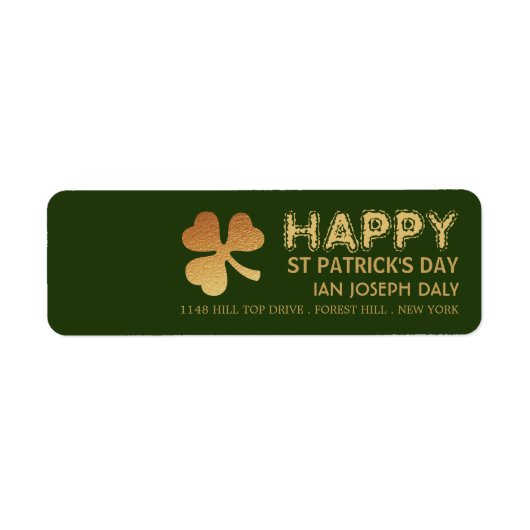 Gold Foil Shamrock, St Patrick's Day Etiket (Voorkant)