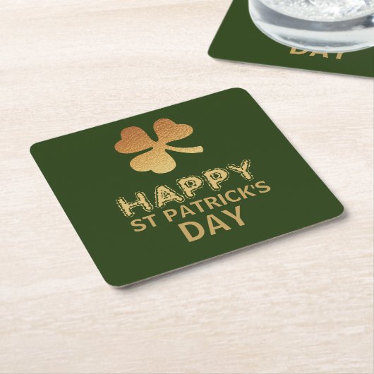 Gold Foil Shamrock, St Patrick's Day Kartonnen Onderzetters (Schuin)