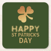 Gold Foil Shamrock, St Patrick's Day Kartonnen Onderzetters (Voorkant)
