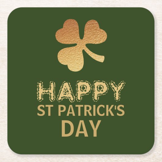 Gold Foil Shamrock, St Patrick's Day Kartonnen Onderzetters (Voorkant)