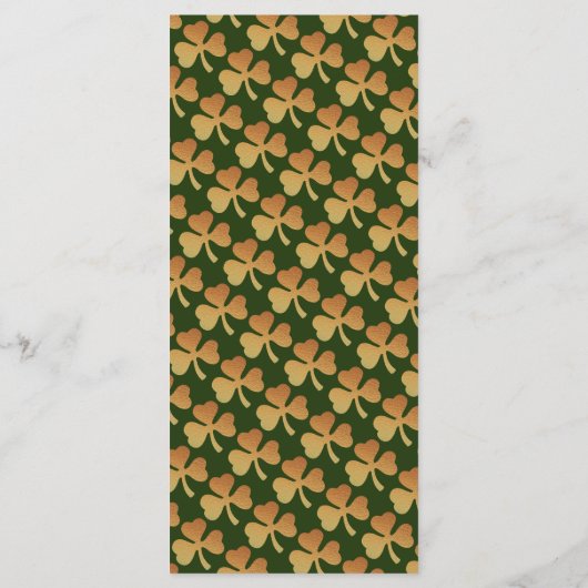 Gold Foil Shamrock, St Patrick's Day Menu Kaart (Achterkant)