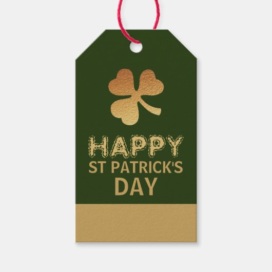 Gold Foil Shamrock, St Patrick's Day Party Cadeaulabel (Voorkant)