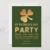 Gold Foil Shamrock, St Patrick's Day Party Kaart (Voorkant)