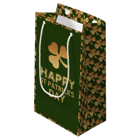 Gold Foil Shamrock, St Patrick's Day Party Klein Cadeauzakje (Voorkant Gekanteld)