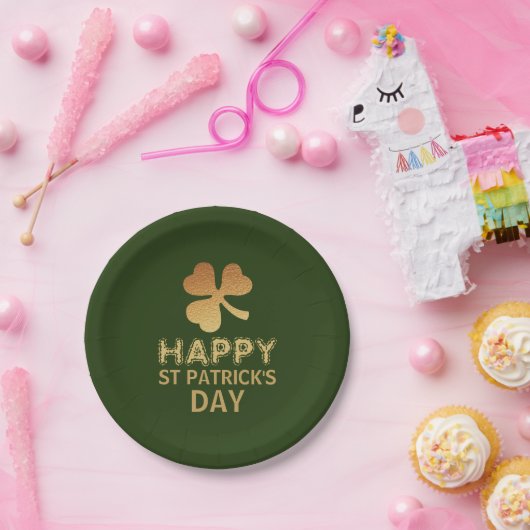 Gold Foil Shamrock, St Patrick's Day Party Papieren Bordje (Feest)