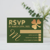Gold Foil Shamrock, St Patrick's Day Party RSVP (Staand voorkant)