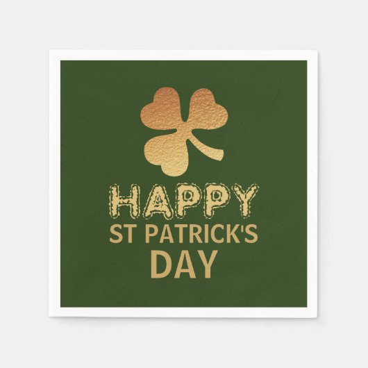 Gold Foil Shamrock, St Patrick's Day Party Servet (Voorkant)