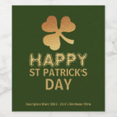 Gold Foil Shamrock, St Patrick's Day Party Wijn Etiket (Enkel label)