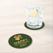 Gold Foil Shamrock, St Patrick's Day Ronde Kartonnen Onderzetter (Insitu)