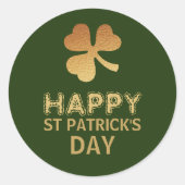 Gold Foil Shamrock, St Patrick's Day Ronde Sticker (Voorkant)