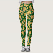Gold Foil Shamrocks Lucky Clovers St. Paddy's Day Leggings (Voorkant)