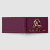 Gold Foil Shield op Bourgogne Foto Verjaardag Gastenboek (Volledig)