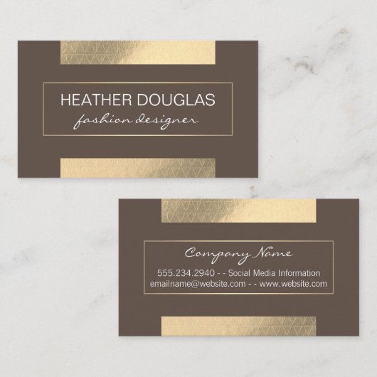 Gold Foil Shine | Triangle Pattern Designer Visitekaartje (Voorkant / Achterkant)