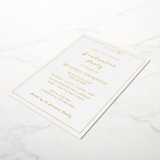 Gold Foil Shiny Luxury Graduation Party Invitation Folie Uitnodiging (Gedraaid)