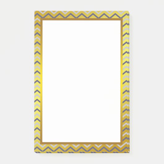 Gold Foil Silver Gray Chevron Zigzag Pattern Post-it® Notes (Voorkant)