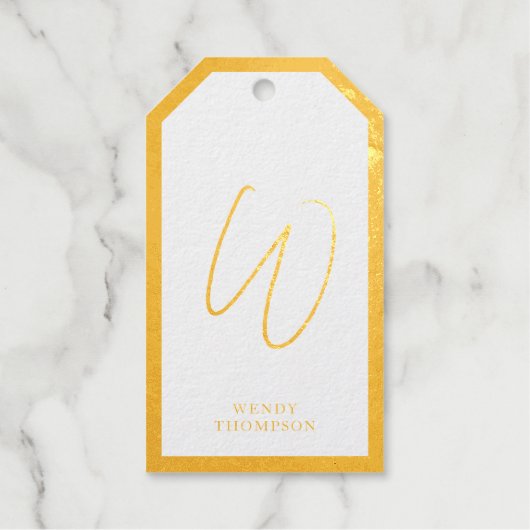 Gold Foil Simple Minimalist Modern Monogram Cadeaulabels (Voorkant)