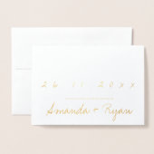 Gold Foil Simple Photo Weddenschap Save the Date Folie Kaarten (Voorkant met envelop)