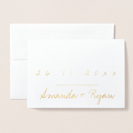 Gold Foil Simple Photo Weddenschap Save the Date Folie Kaarten (Voorkant met envelop)