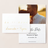 Gold Foil Simple Photo Weddenschap Save the Date Folie Kaarten (Display)