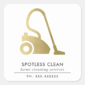 GOLD FOIL SIMPLE VACUUM CLEANER CLEANER SERVICE VIERKANTE STICKER (Voorkant)