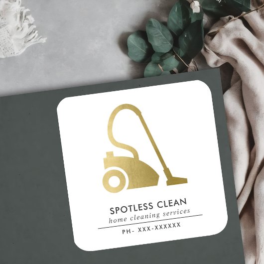 GOLD FOIL SIMPLE VACUUM CLEANER CLEANER SERVICE VIERKANTE STICKER