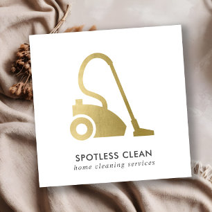 GOLD FOIL SIMPLE VACUUM CLEANER CLEANER SERVICE VIERKANTE VISITEKAARTJE