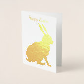 Gold Foil Sitting Happy Paaster Bunny Rabbit Folie Kaarten (Voorkant)