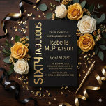 Gold Foil Sixty and Fabulous 60th Birthday Party Folie Uitnodiging<br><div class="desc">Gold Foil minimal Sixty and Fabulous black modern 60th birthday invitation that you can personalize and send out for your sixtieth birthday party celebration. The words "Sixty and Fabulous" are set using trending font typography. The black text colors can be changed using the edit menu.</div>