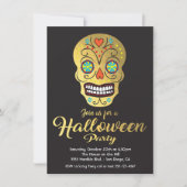 Gold Foil Skull Halloween Party uitnodigingen (Voorkant)