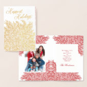 Gold Foil Snowflake Flourish Kerstmis Kaart (Display)