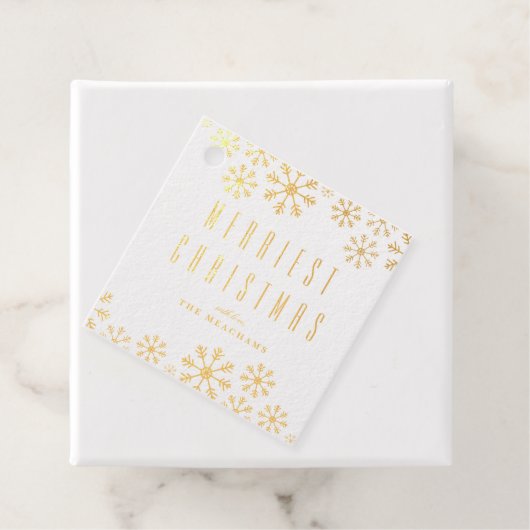 Gold Foil Snowflakes kerstfeestdag cadeau Label (Met doos)